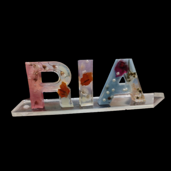 Personalized Floral Resin Nameplate | Custom Floral Resin Nameplate – "RIA"