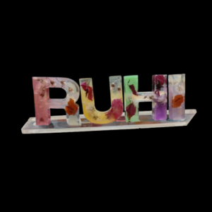Personalized Floral Resin Nameplate | Custom Floral Resin Nameplate – “RUHI”