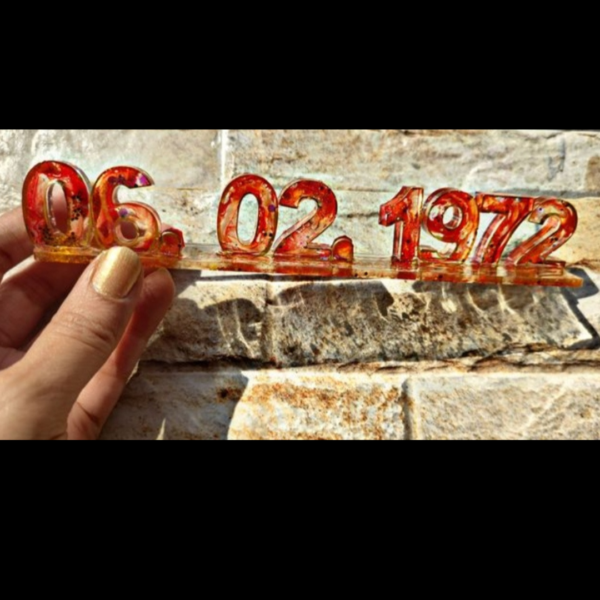 Custom Resin Date Plate | Timeless Resin Date Plaque – "06.02.1972"