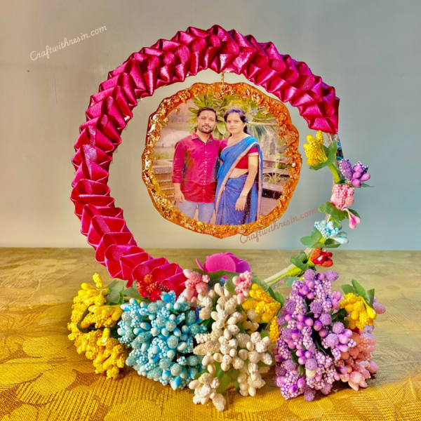 Handmade Resin Hanging Frame | Custom Resin Photo Memory Wreath