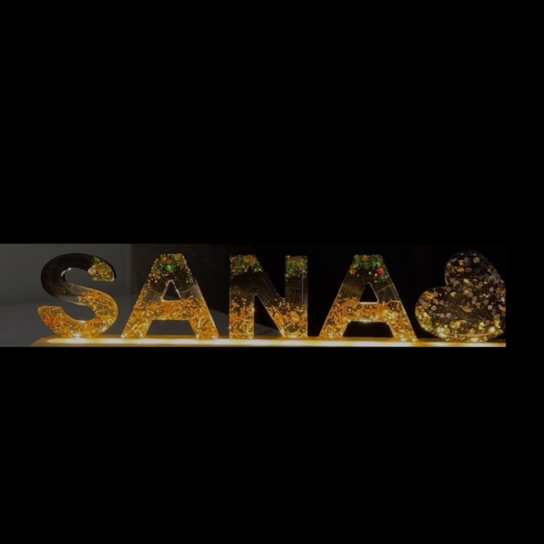 Resin letter plate | Custom Floral Resin Nameplate – “SANA”