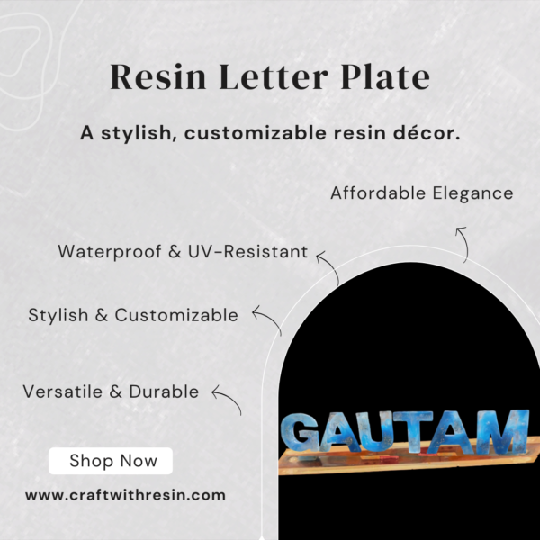 Ocean-Themed Resin Nameplate – "GAUTAM"