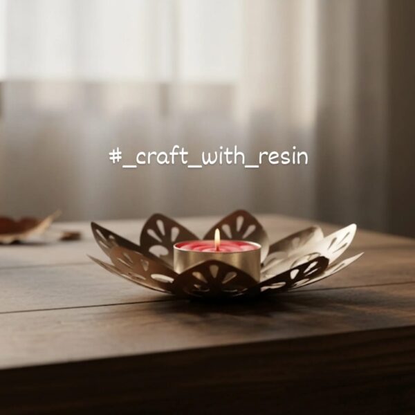 Golden Floral T-Light Holders - Image 2